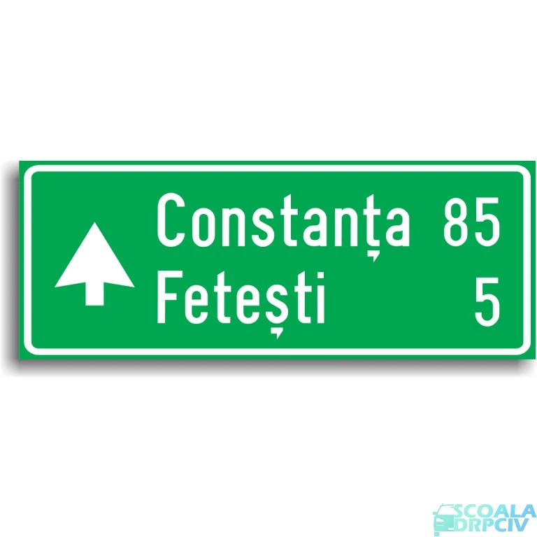 Confirmarea directiei de mers pe autostrada spre localitati mai importante si distantele pana la acestea