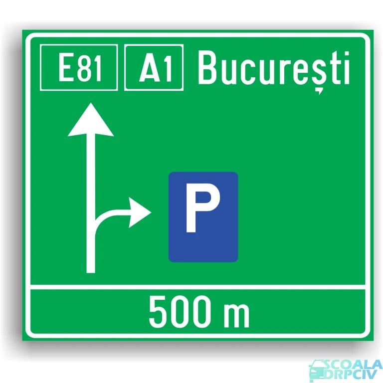 Presemnalizarea pe autostrada pentru parcare