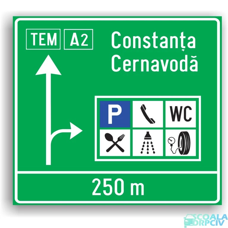 Presemnalizarea pe autostrada pentru spatiu de servicii